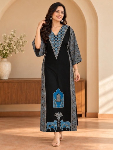 [KAAZ2620] Ajrakh Cotton Kaftans 4802