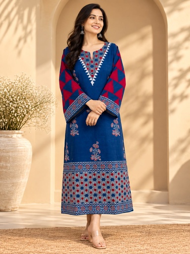 Ajrakh Cotton Kurti 5028