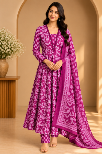 Cotton Anarkali Kurti sets 8010